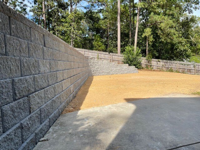Completed retaining wall