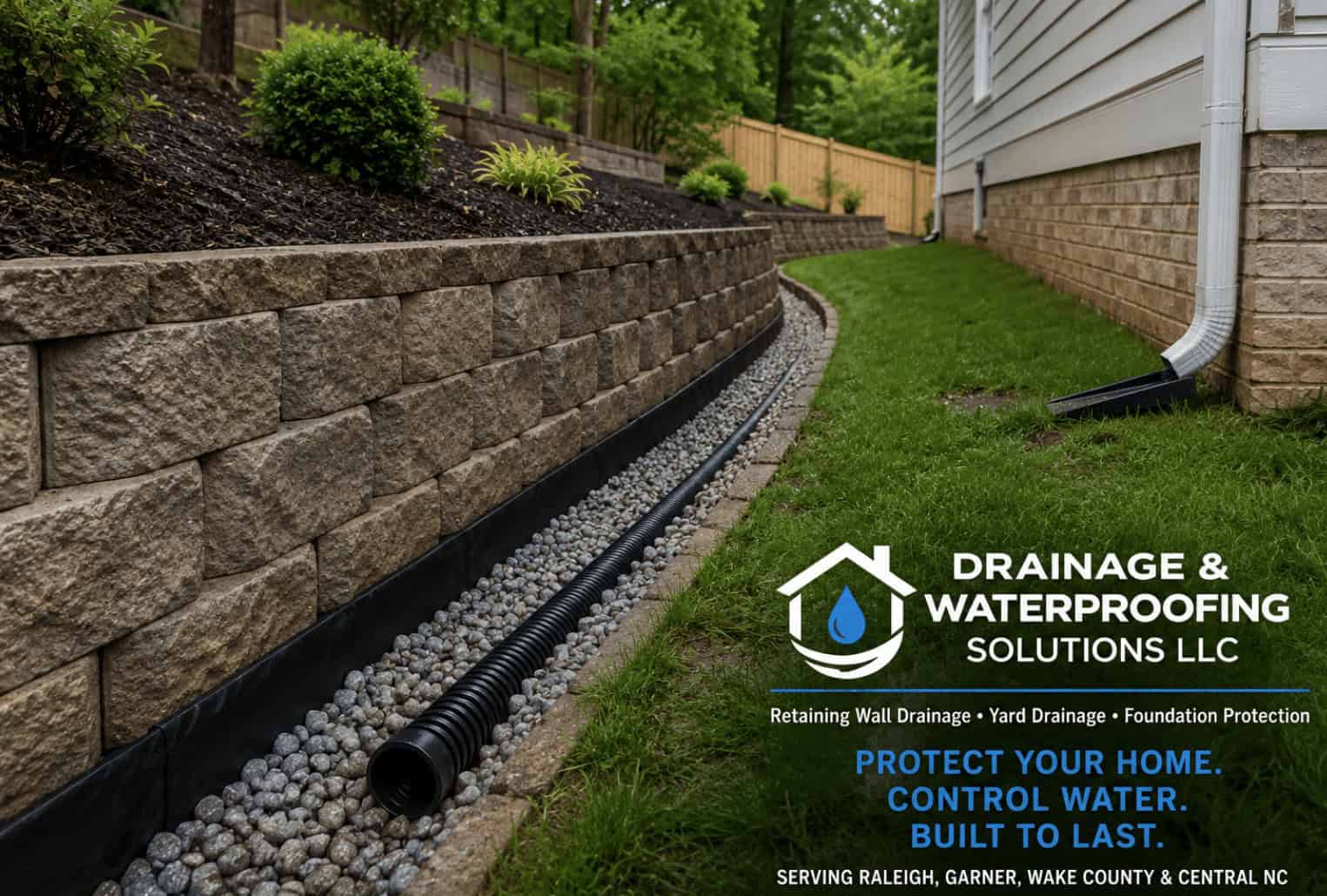 Retaining Wall Drainage Raleigh: How to Stop Yard Erosion, Standing Water, and Foundation Water Problems