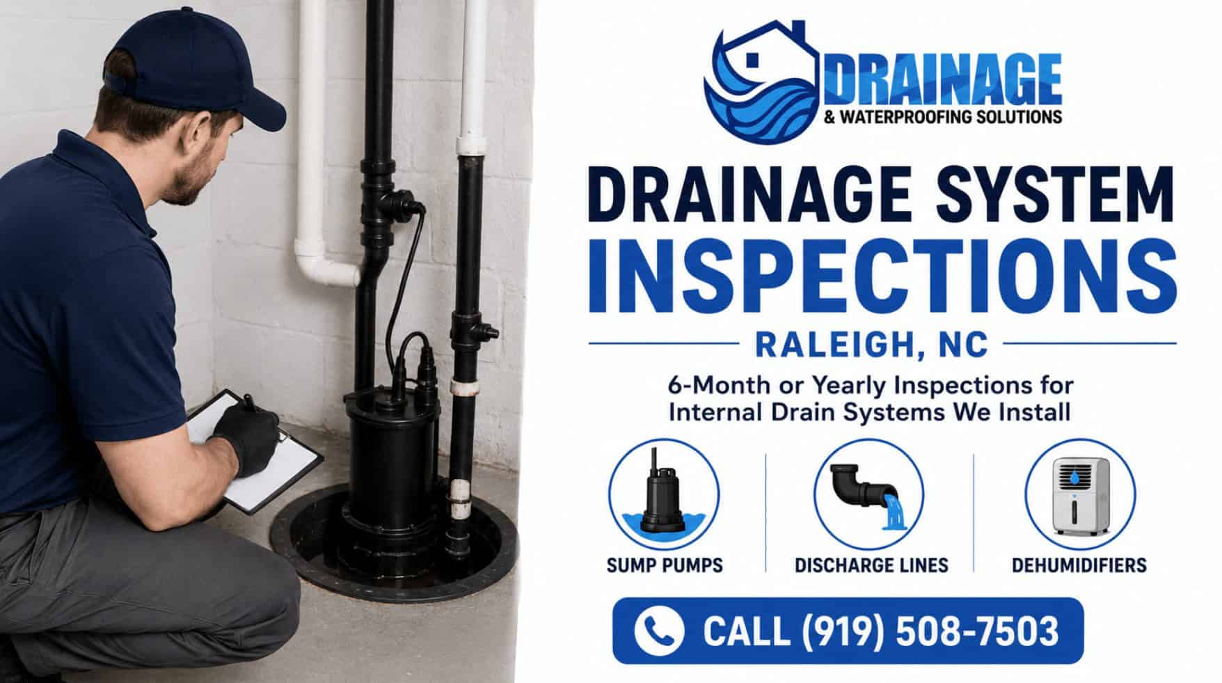 Drainage system inspections Raleigh NC by Drainage & Waterproofing Solutions LLC